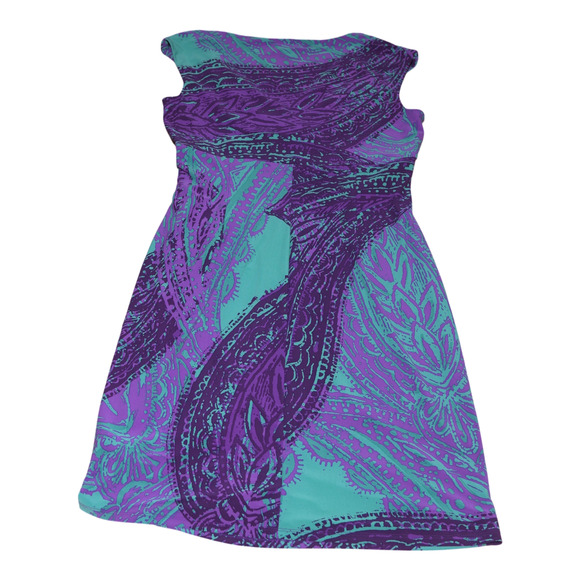 Lauren Ralph Lauren Wrap Dress Ruched Empire Waist V-Neck Purple Blue 12 Defect - Picture 8 of 12